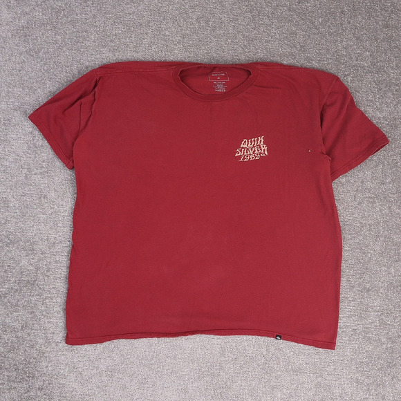 Quiksilver Logo Rock Mode Cordovan Surf 2XL Red Short Sleeve T-Shirt - Picture 1 of 9